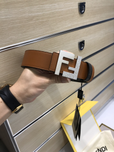 Fendi Squared FF Logo Buckle Brown Leather Belt 38MM Fendi Squared FF Logo Buckle Brown Leather Belt 38MM