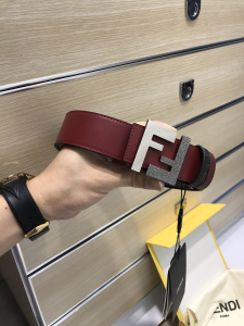 Fendi Squared FF Logo Buckle Red Leather Belt 38MM Fendi Squared FF Logo Buckle Red Leather Belt 38MM