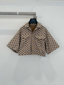 Celine Cropped Technical Cotton Shirt Off White Beige Celine Cropped Technical Cotton Shirt Off White Beige