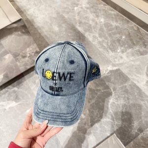 Loewe Logo Denim Blue Cotton Canvas Baseball Cap Hat Loewe Logo Denim Blue Cotton Canvas Baseball Cap Hat