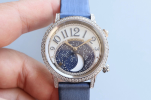 Jaeger LeCoultre Rendez Vous Moon Serenity Crystals Watch Blue Leather Jaeger LeCoultre Rendez Vous Moon Serenity Crystals Watch Blue Leather
