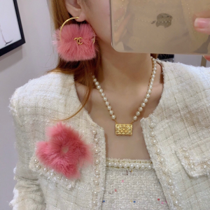 Chanel Pink Faux Wool Mink Fur Brooch