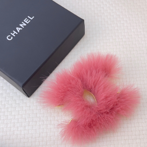 Chanel Pink Faux Wool Mink Fur Brooch