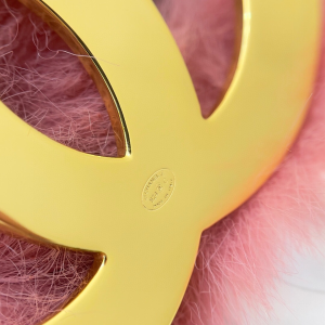 Chanel Pink Faux Wool Mink Fur Brooch