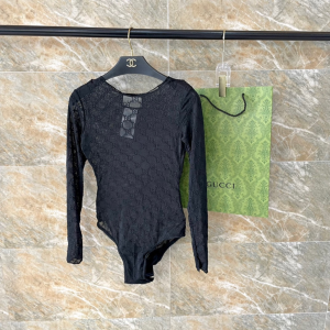 Gucci Black GG One Piece Swimsuit Brown