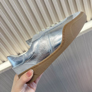 ACNE STUDIOS Silver Bars Stars Low Top Leather and Suede Sneakers ACNE STUDIOS Silver Bars Stars Low Top Leather and Suede Sneakers