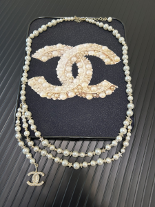 Chanel CC Logo Pearls Waist Belt