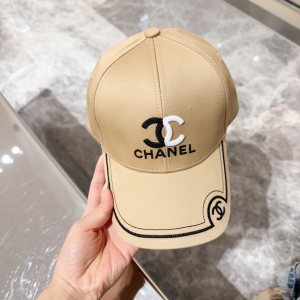 Chanel CC Logo Beige Cotton Baseball Cap Hat Chanel CC Logo Beige Cotton Baseball Cap Hat