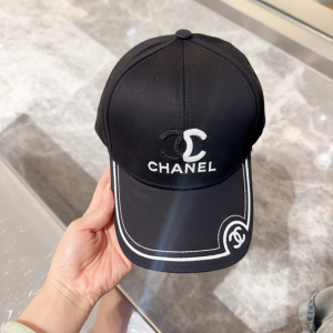 Chanel CC Logo Black Cotton Baseball Cap Hat Chanel CC Logo Black Cotton Baseball Cap Hat