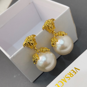 Versace Medusa Head Imitation Pearl Drop Earrings Versace Medusa Head Imitation Pearl Drop Earrings