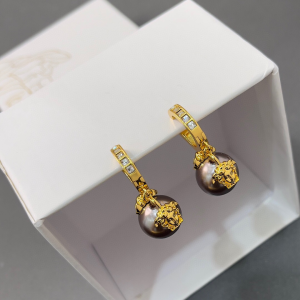 Versace Medusa Head Imitation Pearl Drop Earrings Versace Medusa Head Imitation Pearl Drop Earrings