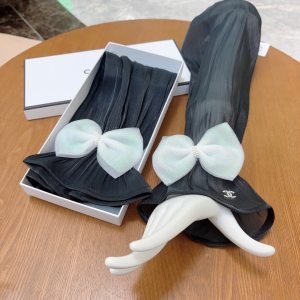 Chanel Bowknot Long Fingerless Gloves Black