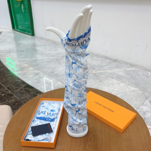 Dior Silk Long Fingerless Gloves Blue