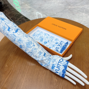 Dior Silk Long Fingerless Gloves Blue