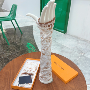 Dior Silk Long Fingerless Gloves Brown White