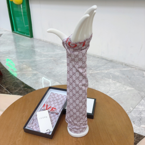 Gucci GG Silk Long Fingerless Gloves Brown