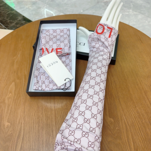 Gucci GG Silk Long Fingerless Gloves Brown