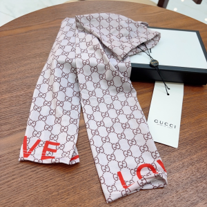 Gucci GG Silk Long Fingerless Gloves Brown