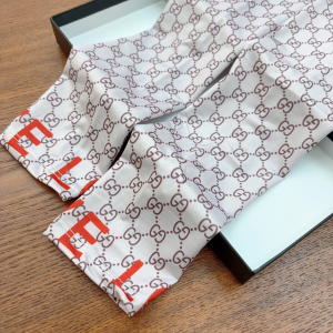 Gucci GG Silk Long Fingerless Gloves Brown