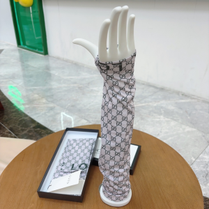Gucci GG Silk Long Fingerless Gloves Green