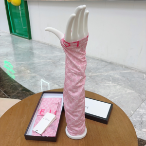 Gucci GG Silk Long Fingerless Gloves Pink