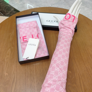 Gucci GG Silk Long Fingerless Gloves Pink