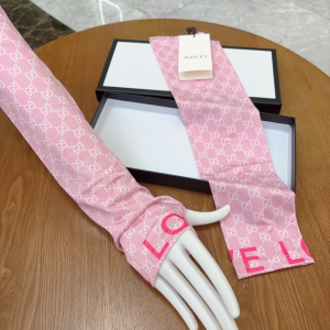 Gucci GG Silk Long Fingerless Gloves Pink