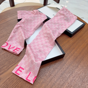 Gucci GG Silk Long Fingerless Gloves Pink