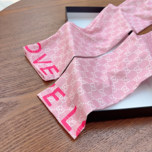 Gucci GG Silk Long Fingerless Gloves Pink