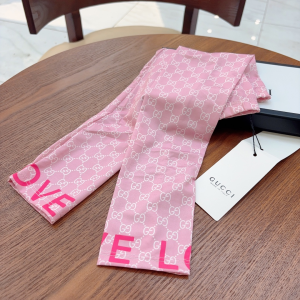 Gucci GG Silk Long Fingerless Gloves Pink