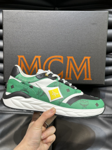 MCM Green Grained Calf Leather Tennis Trainers Sneakers MCM Green Grained Calf Leather Tennis Trainers Sneakers