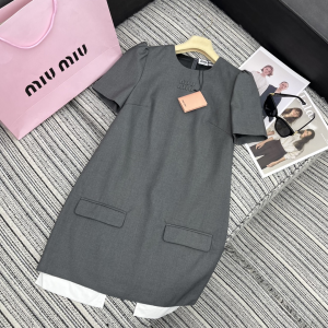 Miu Miu Grey Cotton Mini Dress