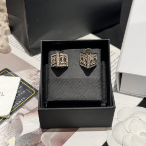 Chanel Crystals Triangle Logo Earrings