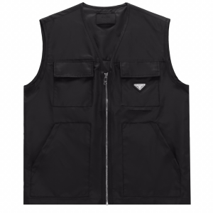Prada Black Re Nylon Cargo Utility V Neck Gilet Vest With Patch Pockets Prada Black Re Nylon Cargo Utility V Neck Gilet Vest With Patch Pockets