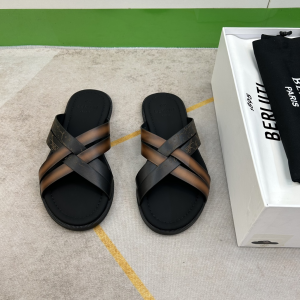 Berluti Sifnos Scritto Leather Sandal Black Brown Calf Leather Berluti Sifnos Scritto Leather Sandal Black Brown Calf Leather