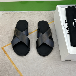 Berluti Sifnos Scritto Leather Sandal Black Calf Leather Berluti Sifnos Scritto Leather Sandal Black Calf Leather
