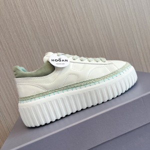 Hogan H Stripe White Green Leather Platform Sneakers Hogan H Stripe White Green Leather Platform Sneakers