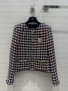 Chanel Black Red Tweed Jacket