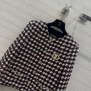 Chanel Black Red Tweed Jacket