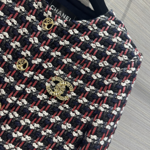 Chanel Black Red Tweed Jacket