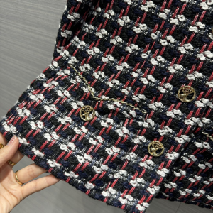Chanel Black Red Tweed Jacket