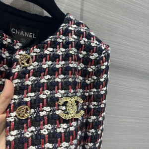 Chanel Black Red Tweed Jacket