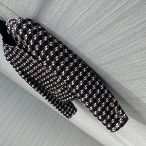 Chanel Black Red Tweed Jacket