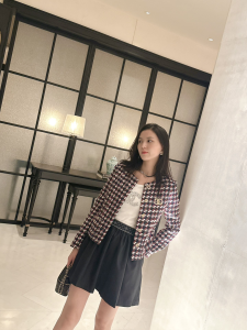 Chanel Black Red Tweed Jacket