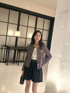 Chanel Black Red Tweed Jacket