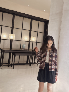 Chanel Black Red Tweed Jacket