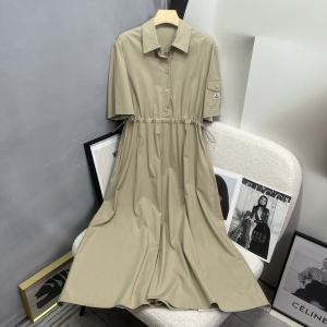Moncler poplin midi shirt dress sage green Moncler poplin midi shirt dress sage green