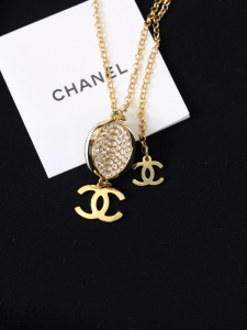 Chanel CC Logo Gold Pendant Necklaces