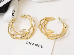 Chanel Crystal CC Logo Gold Earrings