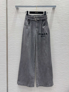 Prada Washed Denim Gray Janes Pants Prada Washed Denim Gray Janes Pants
